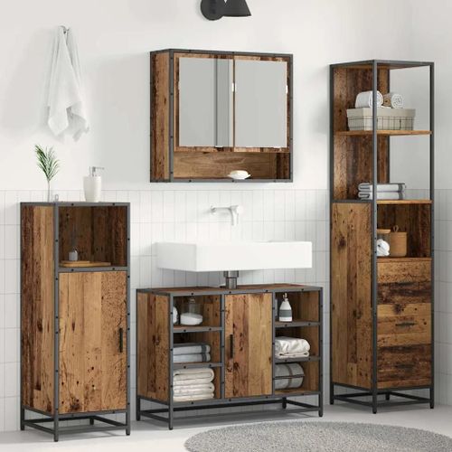 Vidaxl Cabinet De Salle De Bain Bois Ancien 35 X 37.5 X 166 Cm