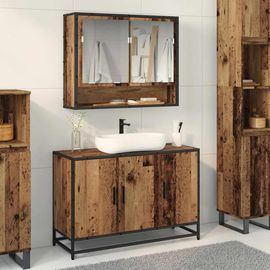 Vidaxl Meuble De Lavabo De Salle De Bain Bois Ancien 90 X 33 X 60 Cm