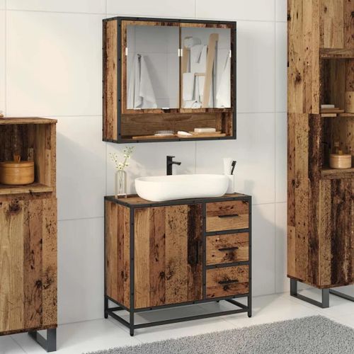 Vidaxl Meuble De Lavabo De Salle De Bain Bois Ancien 65 X 33 X 60 Cm