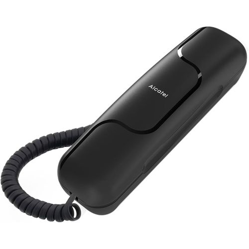 TLP-ALCATEL T06 - Téléphone Fixe Filaire - Design Ultra Compact - Fixation Murale - Touche Rappel - Compatible Aides Auditives - Noir