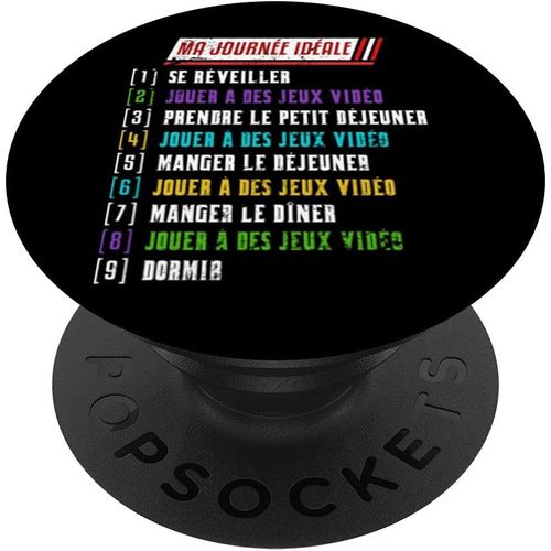 Tlp-Déjeuner Dîner Dormir Gaming Gamer Jouer À Des Jeux Vidéo Popsockets Popgrip - Support Et Grip Pour Smartphone/Tablette Avec Un Top Interchangeable