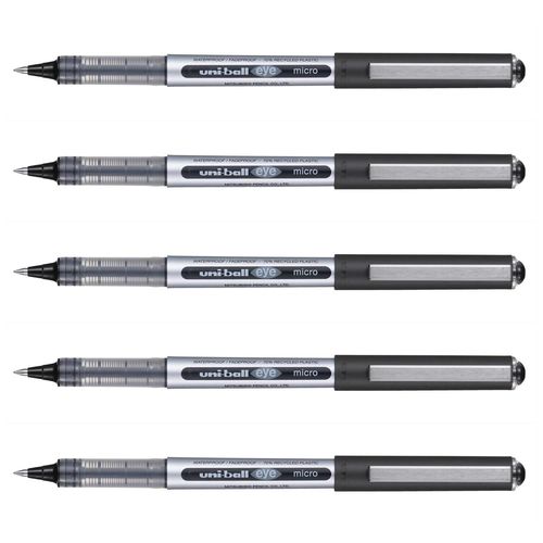 Uni-Ball Lot De 5 Stylos Roller Eye Micro Ub150e Recyclé Noir