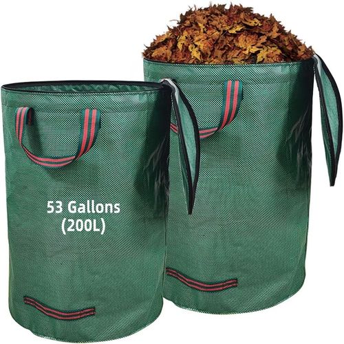 2x200L Sac à Déchets Verts de Jardin avec Couvercle,Résistant,Indéchirable, ,avec Poignées-Idéal pour Feuilles,Pelouse Coupée,Végétaux
