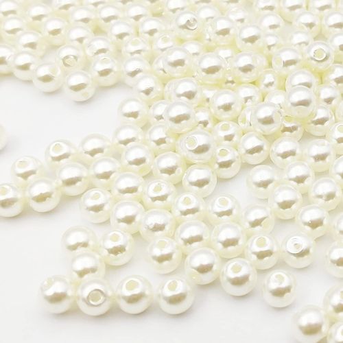 Perles Blanches,1450 Pièces Perles Artificielles Rondes,Perles Décoratives 6mm,Perles Pour Bracelets Diy,Collier,Fabrication Bijoux,Perles Décoration