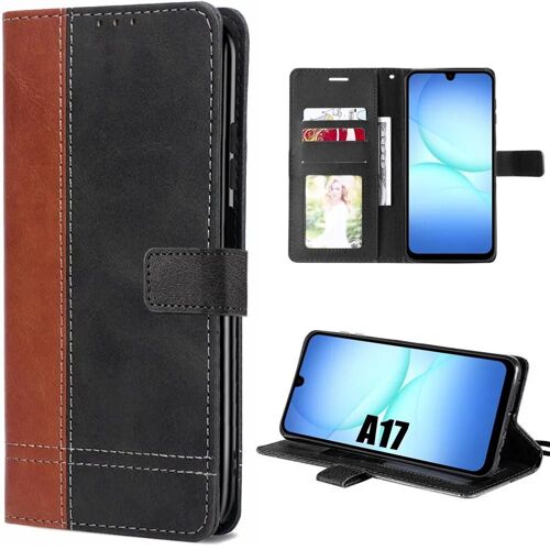 Coque Pour Samsung Galaxy A17 4g/5g, Protection Cuir Synthétique Anti-Rayures Bicolore Marron - Efconnection