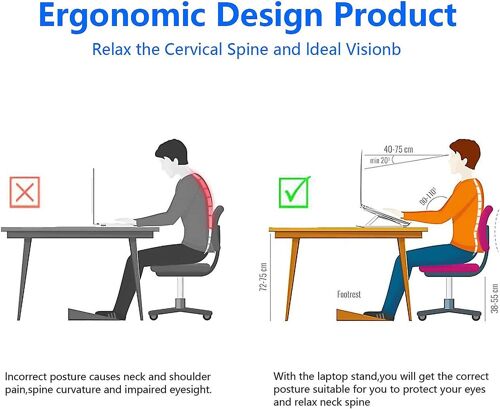 Support réglable pour ordinateur portable, support pliable pour tablette portable, support pour ordinateur portable en aluminium avec 7 niveaux