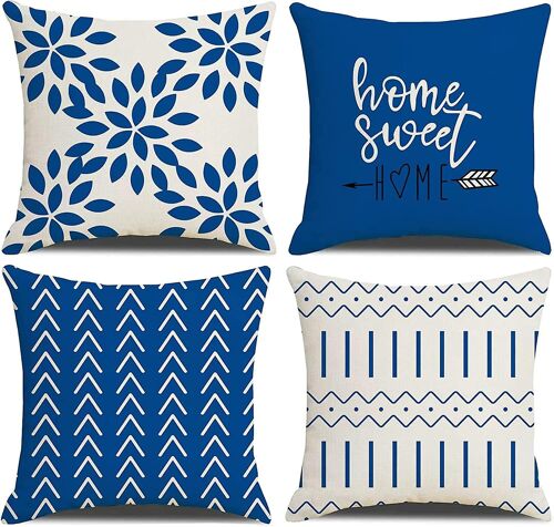 Lot De 4 Housses De Coussin Décoratives Modernes 45 X 45 Cm Pour Canapé
