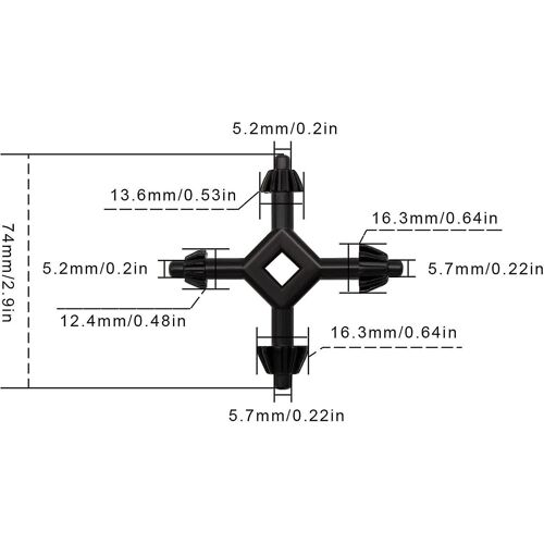 Clé de mandrin universelle, clé de mandrin 4 en 1, clé de mandrin multifonctionnelle noire, peut être utilisée pour la plupart des outils à main