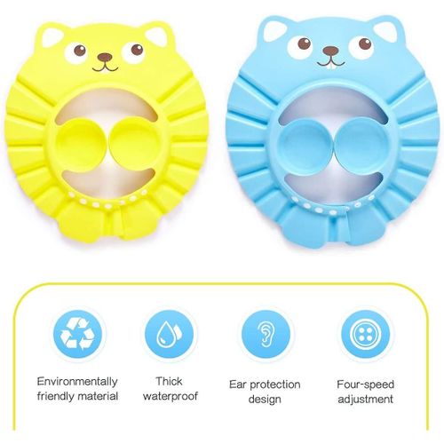 2025 - Bonnet De Douche Pour Bébé, 2 Bonnets De Shampoing Imperméables Et Réglables Pour Bébé, Bonnet De Protection De Douche Pour Enfants Avec Cache-Oreilles Pour 