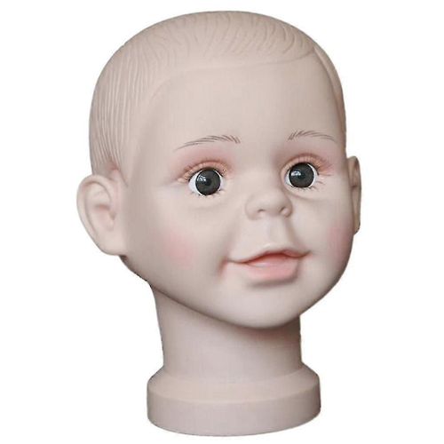 Tête de mannequin décorative pour vitrine de magasin pour enfants - Modèle de tête de bébé pour présentation de chapeaux, casquettes, perruques et maquillage - Taille M - comme décrit