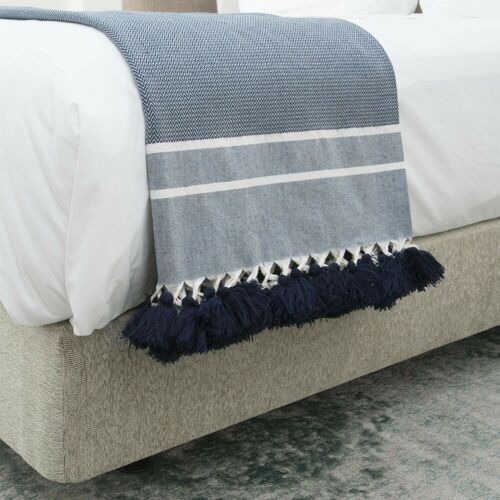 Plaid Coton Bleu Pétrole 160x250