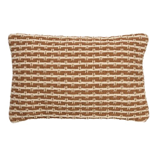 Coussin Marron En Coton 40x60 Cm Avec Un Motif À Carreaux