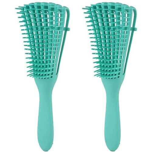 Brosse démêlante pour cheveux bouclés Démêlant pour cheveux crépus ondulés pour cheveux mouillés, secs, longs, épais et bouclés, exfoliant votre cuir chevelu pour des boucles belles et brillantes (2 P