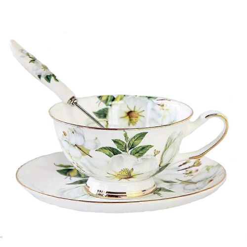 Coffret Cadeau Vintage En Porcelaine Fine, Tasse À Thé, Cuillère Et Soucoupe, Garniture Dorée, Décoration De Table Et De Salle À Manger Raffinée, 2025