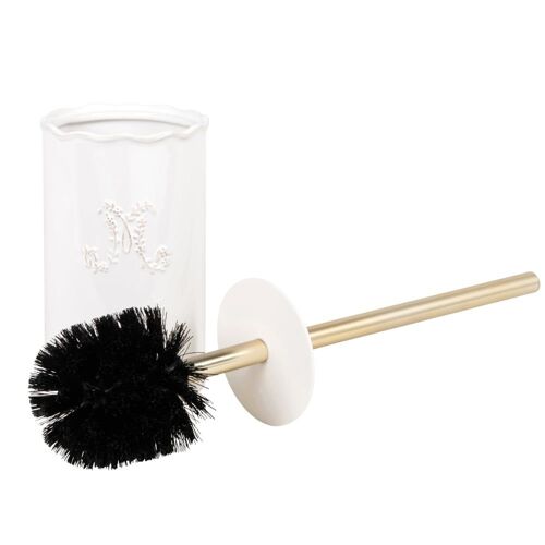 Brosse de toilette en faïence blanche