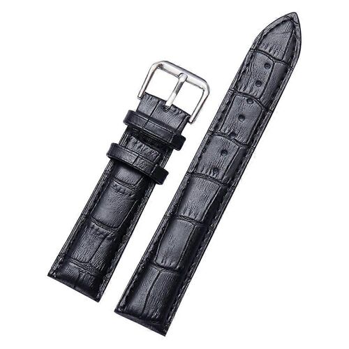 Bracelet De Montre Tendance En Cuir Et Acier Inoxydable Pour Homme Et Femme (Noir, 12 Mm)
