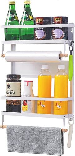 Distributeur d'épices magnétique pour réfrigérateur, porte-essuie-tout avec porte pelable