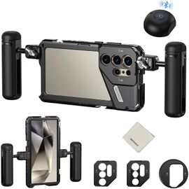 NEEWER S24 Ultra Cage Vidéo Rig Stabilisateur avec Poignée Latérale Quick Release, Poignée Déclencheur Bluetooth, Adapter Filtre 67mm, Plaque Arrière Objectif 17mm, Adapter Objectif Monture T, PA042