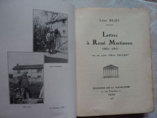 Lettres À René Martineau. - Bloy Léon 1933 Pages Non Coupées