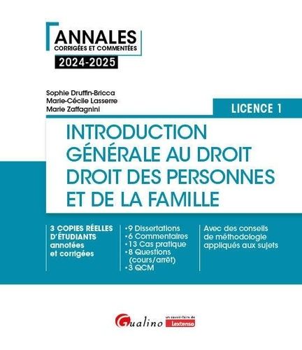 Introduction Générale Droit Des Personnes Et De La Famille - Licence 1