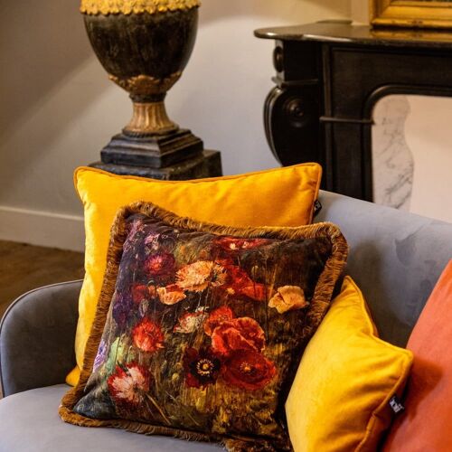 Coussin Marron 45x45 Cm Fleuri