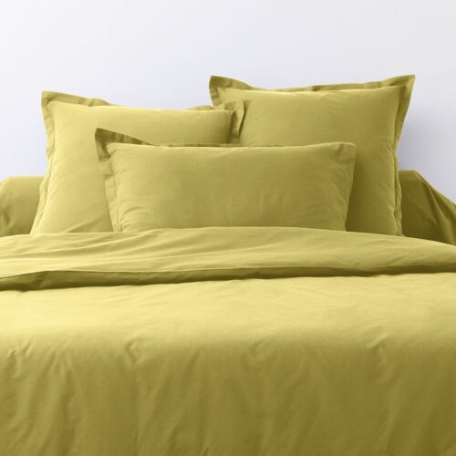 Lot De 2 Taies D'oreiller Rectangles Coton Jaune Dorées 50x70 Cm
