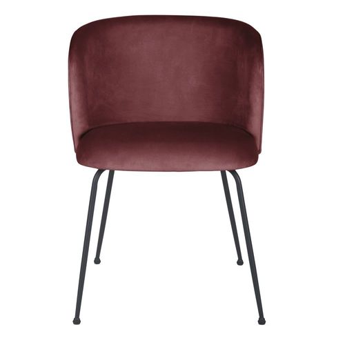 Chaise En Velours Terracotta Et Acier Noir