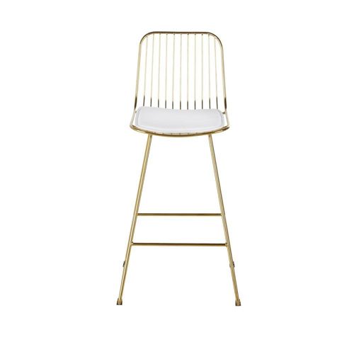 Chaise pour îlot central en acier doré et blanche H65