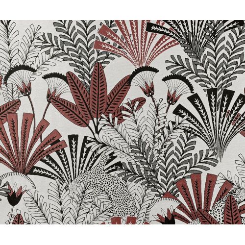 Rideau D'ameublement Motifs Feuillages Rouge 140x240cm
