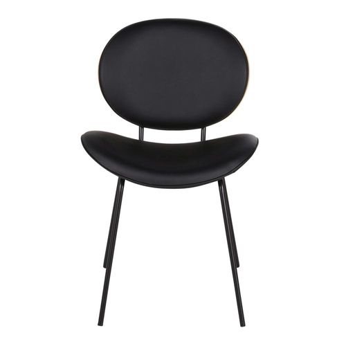 Chaise En Suédine Noire, Bois De Chêne Et Acier Noir