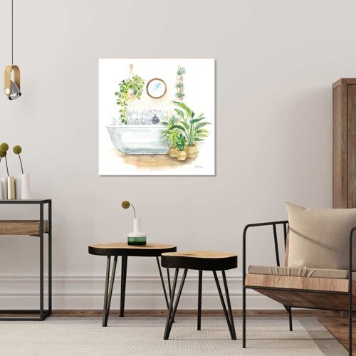 Tableau Déco Baignoire Tropicale Imprimé Sur Toile 50x50 Cm