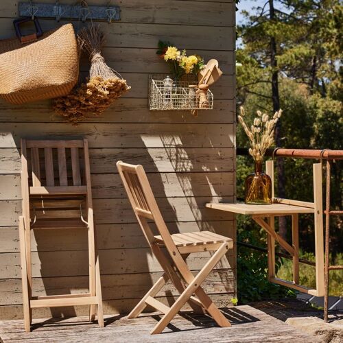 Ensemble De Balcon Table Suspendue + 2 Chaises De Balcon Pliantes