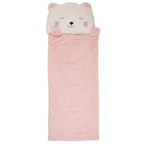 Sac de couchage enfant chat blanc, rose et doré