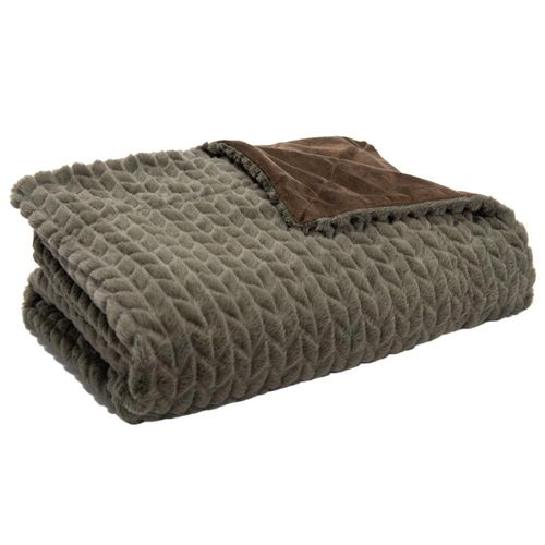 Plaid Chevron Kaki 130 Cm X 170 Cm Marron En Polyester
