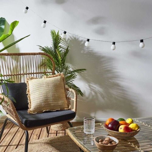 Coussin Design Bord De Mer En Jute Avec Franges 40x40cm Beige