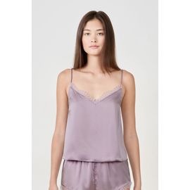 Caraco En Soie Détails Dentelle - Softy - S - Mauve Pale - Femme - Etam