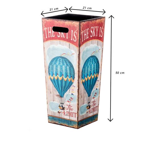 Porte parapluie rectangulaire en toile bois blanc bleu et rouge