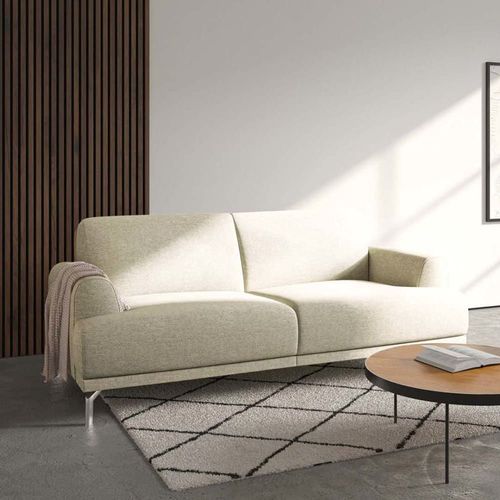 Canapé 2 Places En Polyester Beige Clair