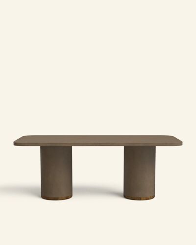 Table À Manger En Microciment Couleur Terre, 200 Cm