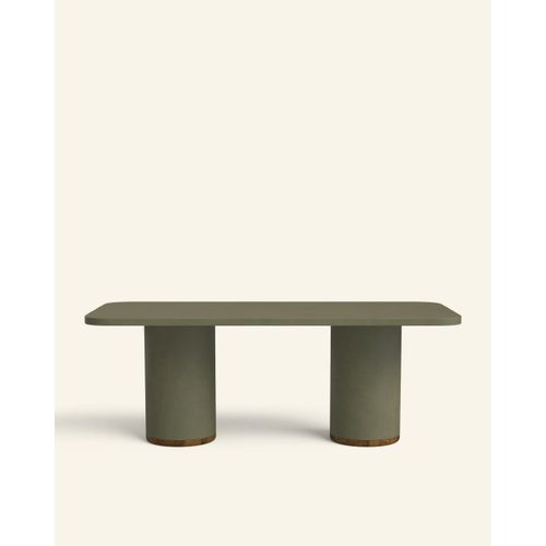 Table À Manger En Microciment Vert Olive, 180 Cm