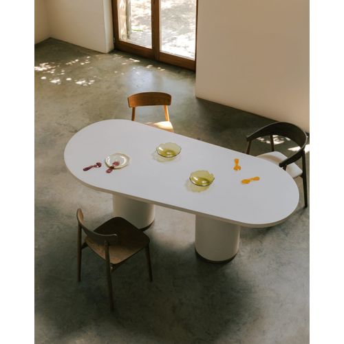 Table À Manger En Microciment Blanc Cassé, 180 Cm