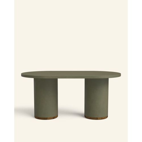 Table À Manger En Microciment Vert Olive, 160 Cm