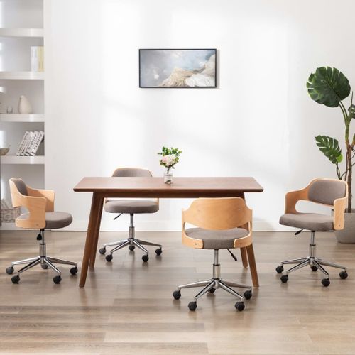 Vidaxl Chaises Pivotantes À Dîner 4 Pcs Taupe Bois Courbé Et Tissu