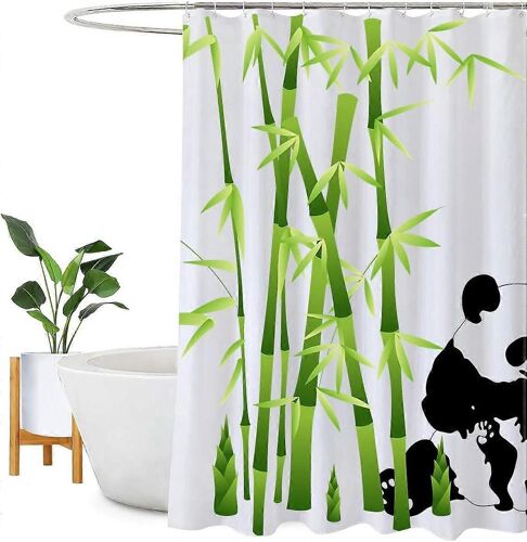 Rideau de douche imperméable, lavable et résistant à la moisissure, avec 12 crochets, motif panda en polyester, 180 x 180 cm