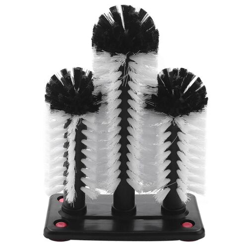 Lave-verres à 3 brosses avec base à ventouse pour bar, cuisine, rouge