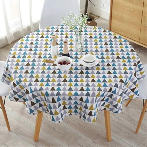 Nappe Simple De Style Nordique, Nappe Ronde Pour Table Ronde, Nappe En Coton Et Lin Anti-Poussière