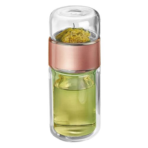 Bouteille Isotherme Transparente À Double Couche Pour Infusion De Thé, 280 Ml, Pour Usage Quotidien, Couleur Or Rose