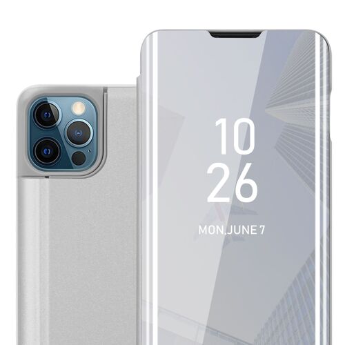 Coque Pour Apple Iphone 13 En Agate Argent Clear View Housse De Protection Étui De Protection Miroir Avec Fonction De Support Protection À 360 Degrés