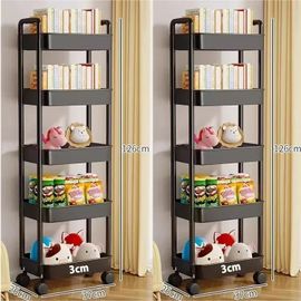 Chariot De Rangement D'Étagère,Chariot Organisateur De Cuisine Mobile Avec Roulettes,Étagères De Salle De Bain Multicouches,Support De Rangement De Collations Ménagères.2Pcs 5 Layer Black.