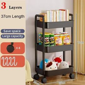 Chariot De Rangement D'Étagère,Chariot Organisateur De Cuisine Mobile Avec Roulettes,Étagères De Salle De Bain Multicouches,Support De Rangement De Collations Ménagères.3 Layer Black.